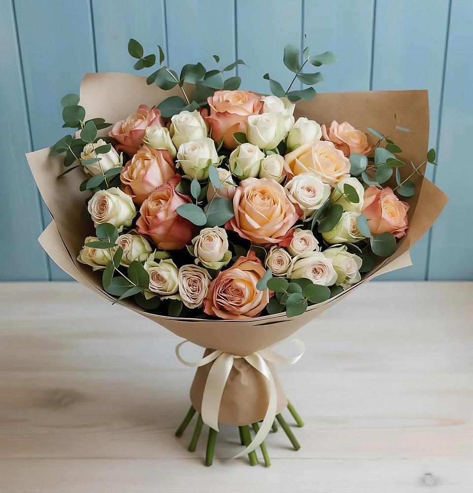 Букет цветов из: Альстромерии и Розы в Серноводском