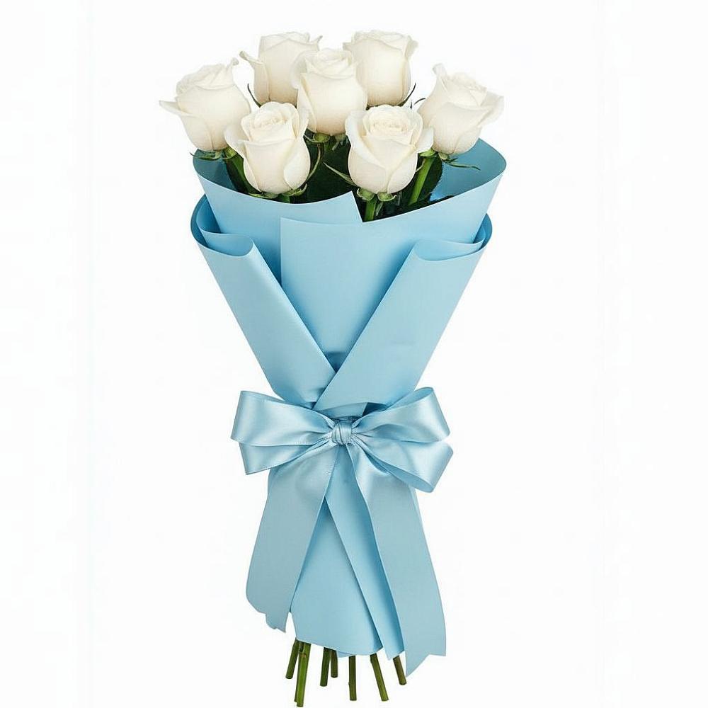 Букет 7 белых роз Проуд в Серноводском