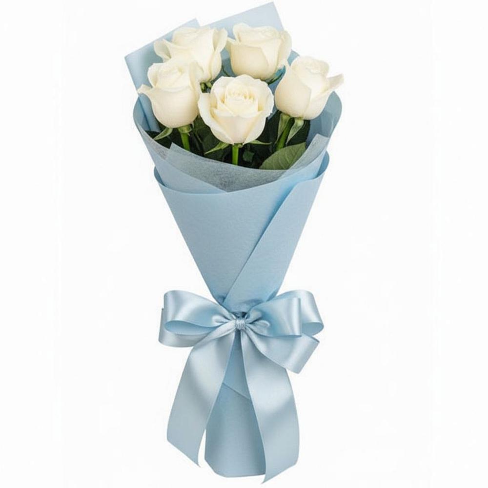 Букет 5 Белых роз Проуд в Серноводском