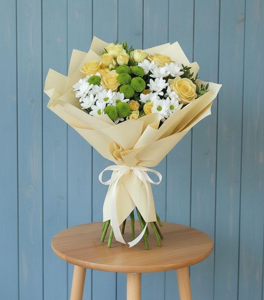 Букет цветов из: Хризантемы и Розы в Серноводском