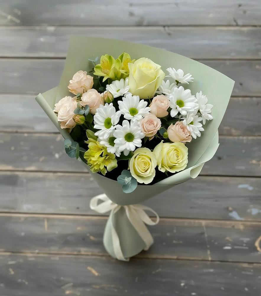 Букет цветов из: Альстромерии, Розы и Хризантемы в Серноводском