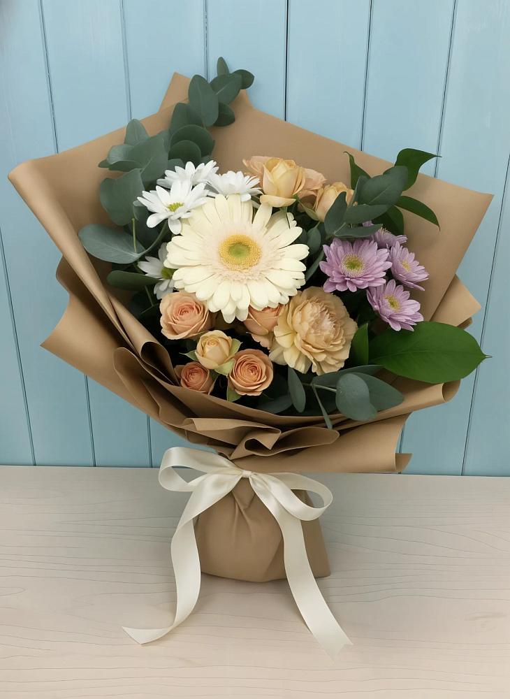 Букет цветов из: Герберы и Хризантемы в Серноводском