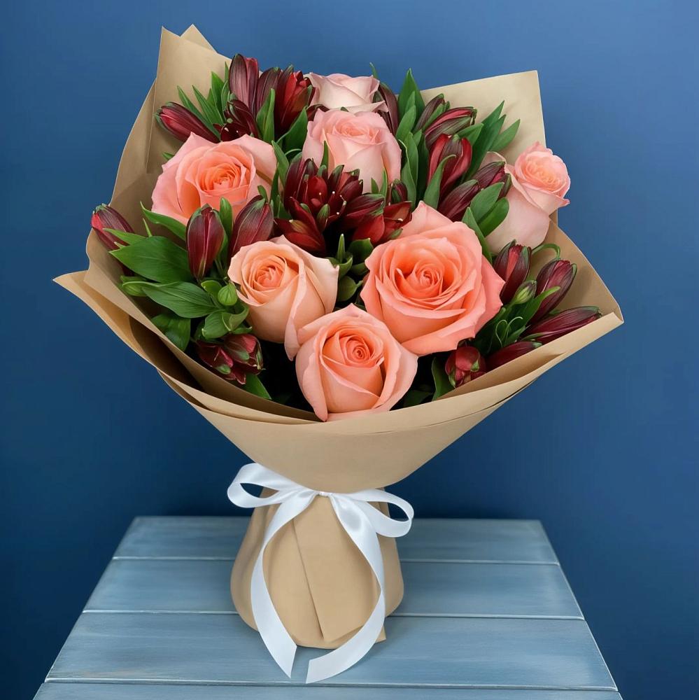 Букет цветов из: Розы и Альстромерии в Серноводском