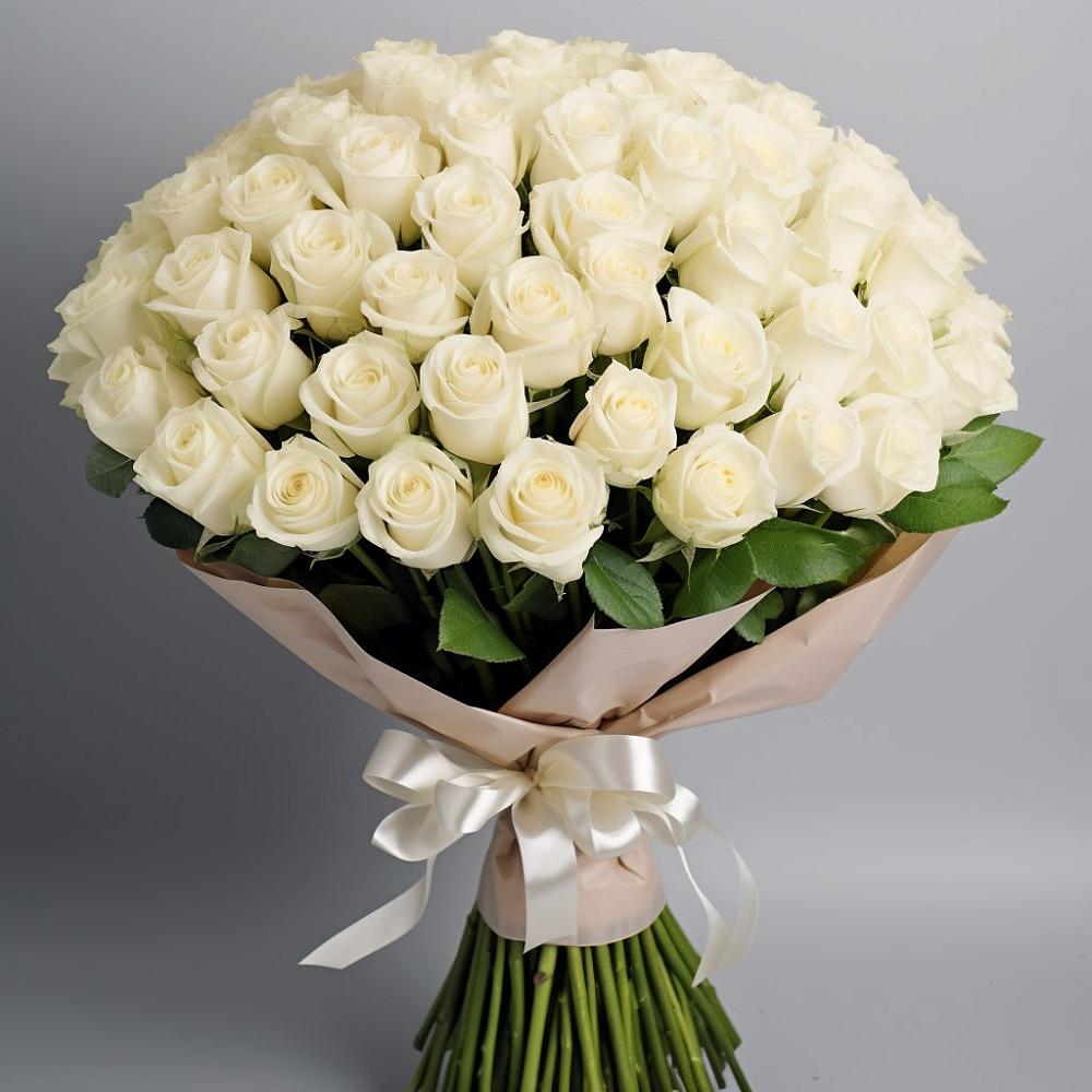 Букет 101 беля роза Белоснежка в Серноводском