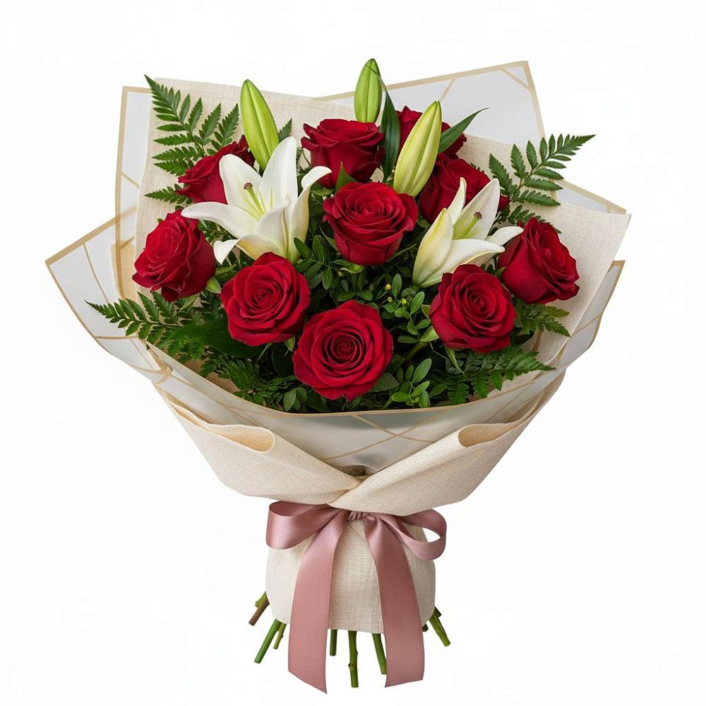 Букет цветов из: Лилии и Розы в Серноводском