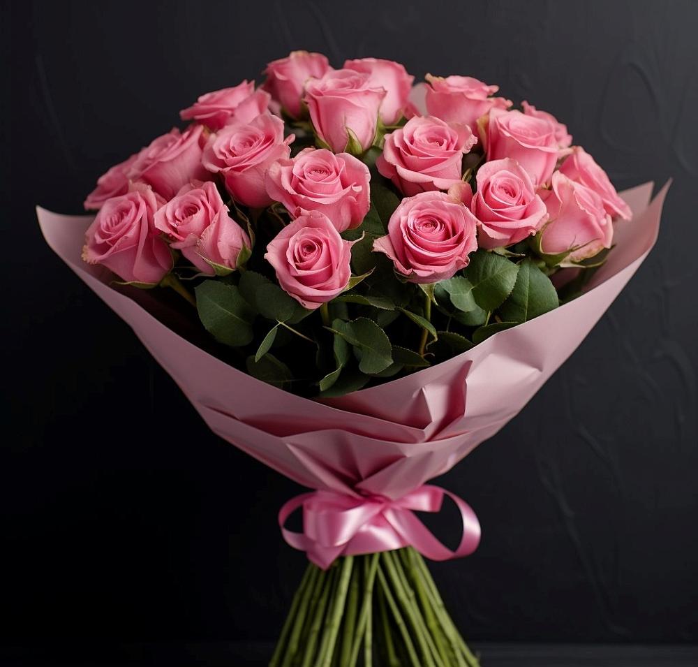 Букет 25 розовых роз в Серноводском