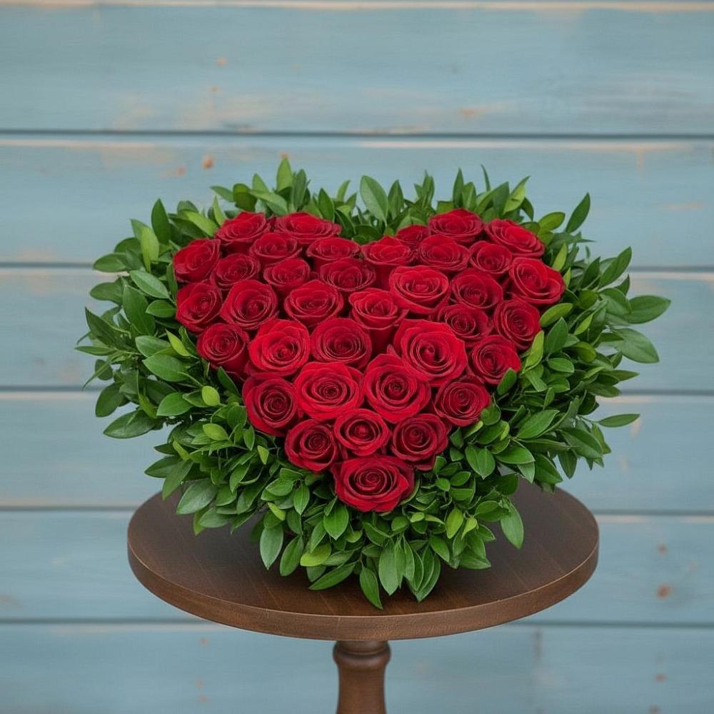 Цветочная композиция из Розы в виде сердца в Серноводском