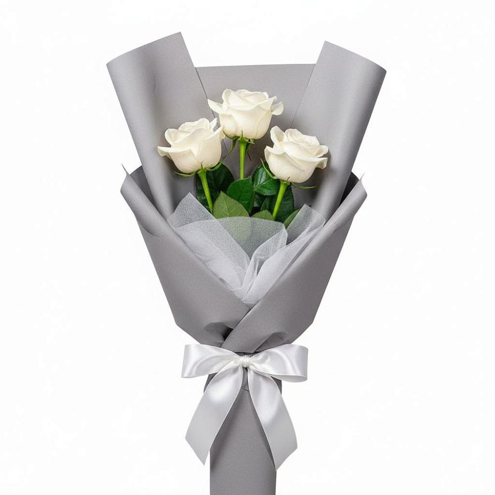 Букет 3 белые розы в Серноводском