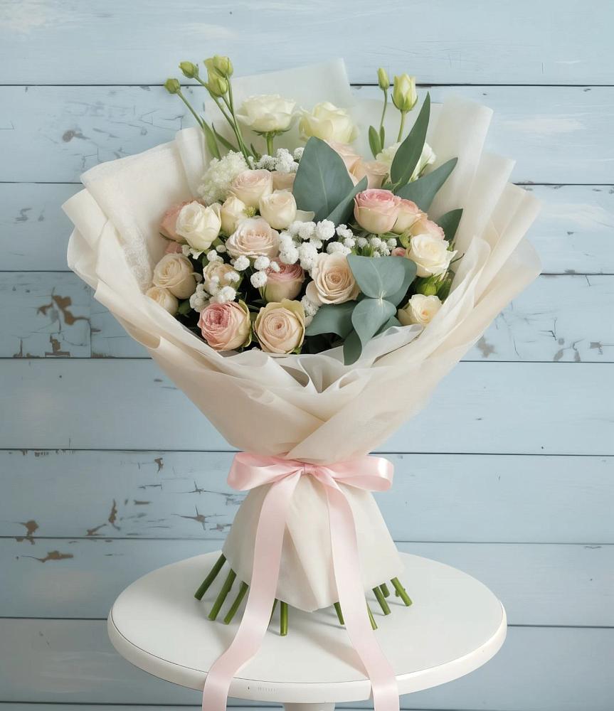 Букет цветов из: Розы и Лизиантусы в Серноводском