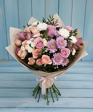 Букет цветов из:  Хризантемы, Розы и Альстромерии в Серноводском